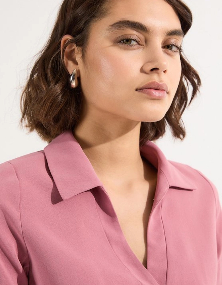Petite Compact Stretch Zip Through Colourblock Tailored Midi Dress