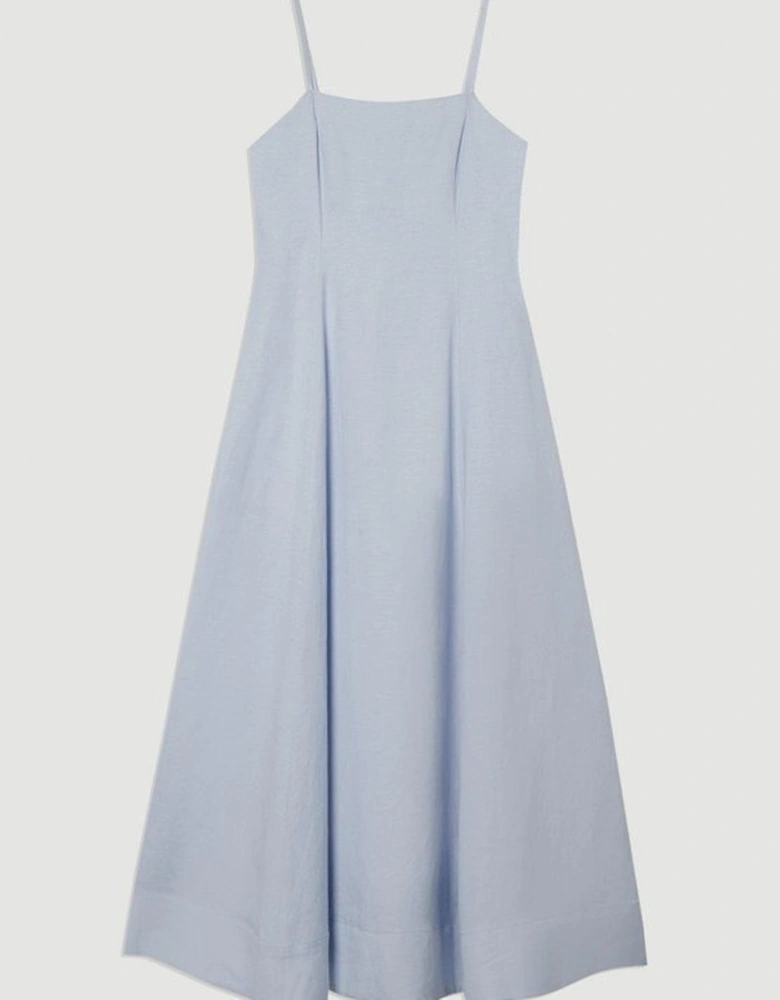 Viscose Linen Woven Maxi Prom Dress