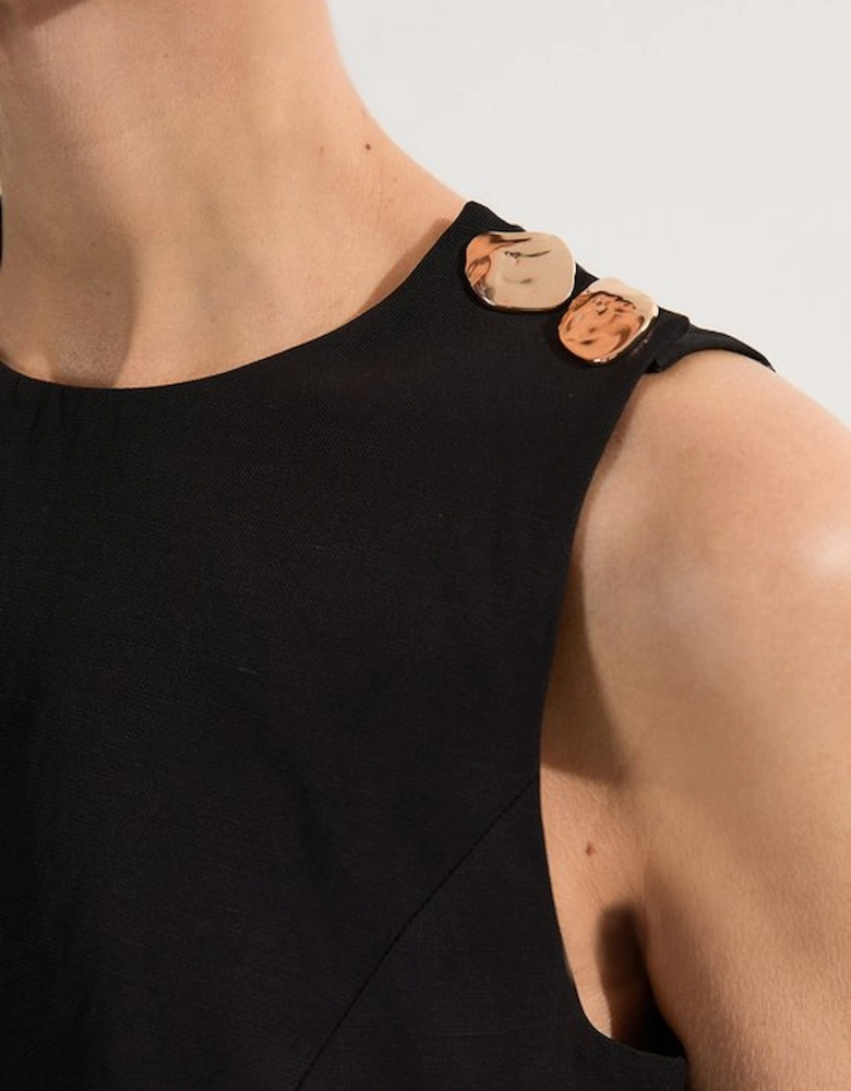 Viscose Linen Tailored Button Shell Top