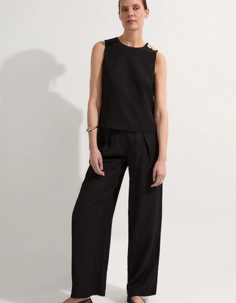 Viscose Linen Tailored Button Shell Top