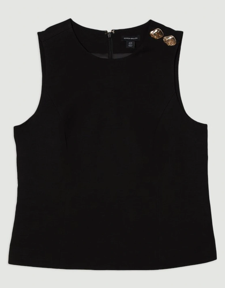 Viscose Linen Tailored Button Shell Top