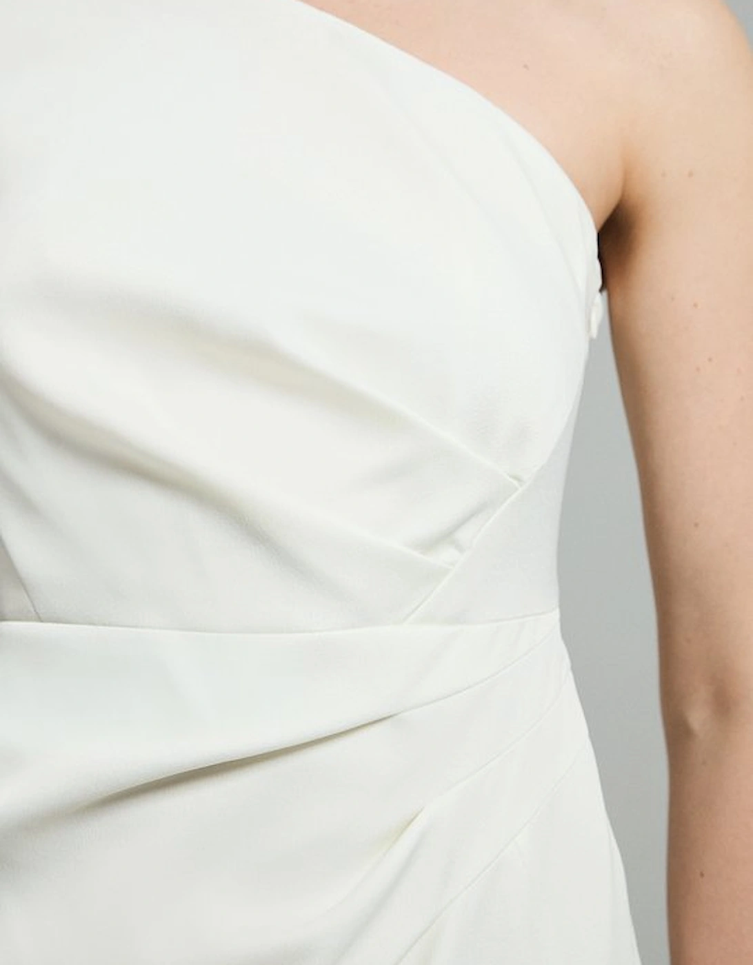 Satin Drape One Shoulder Tailored Maxi Dress