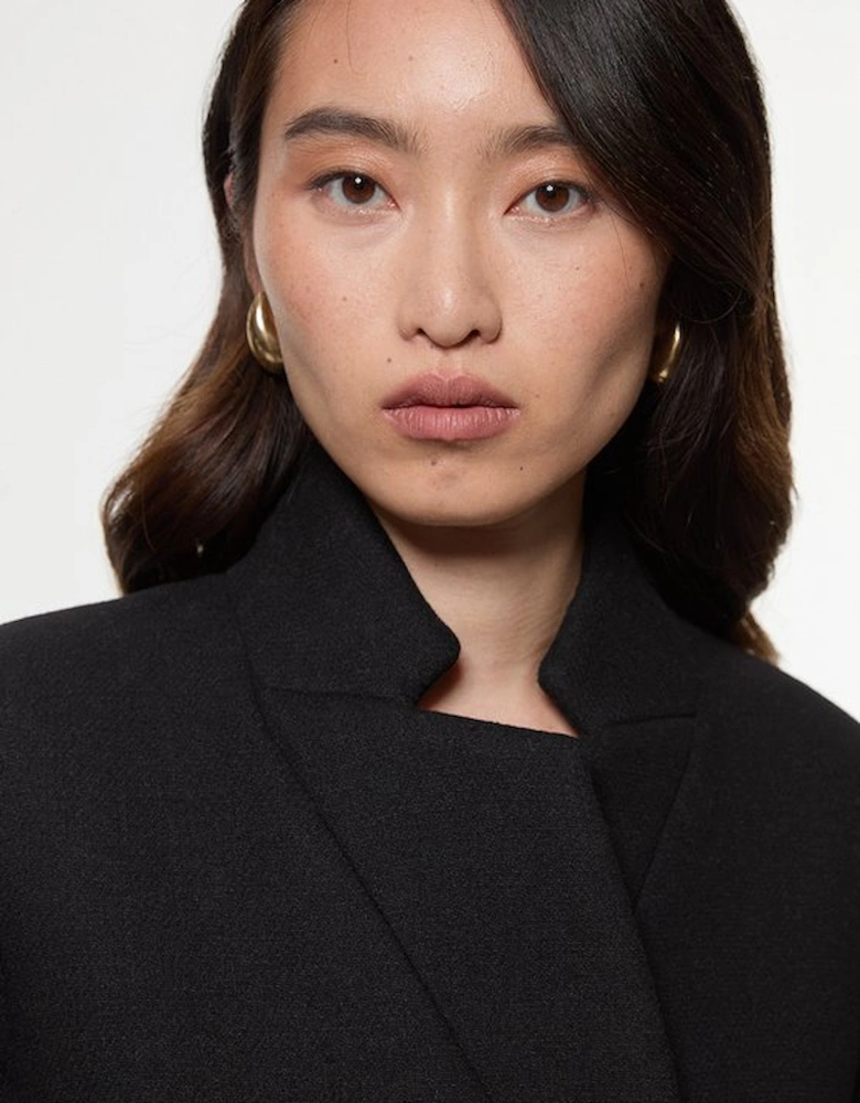 Wool Investment Notch Neck Tailored Midi Coat