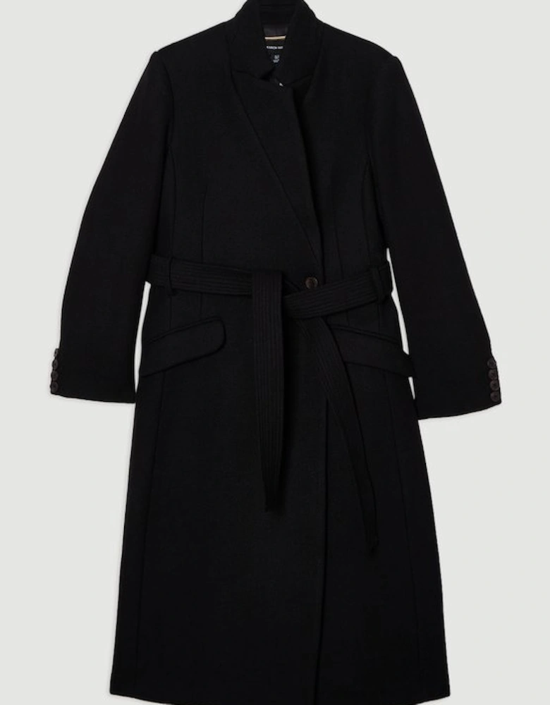 Wool Investment Notch Neck Tailored Midi Coat