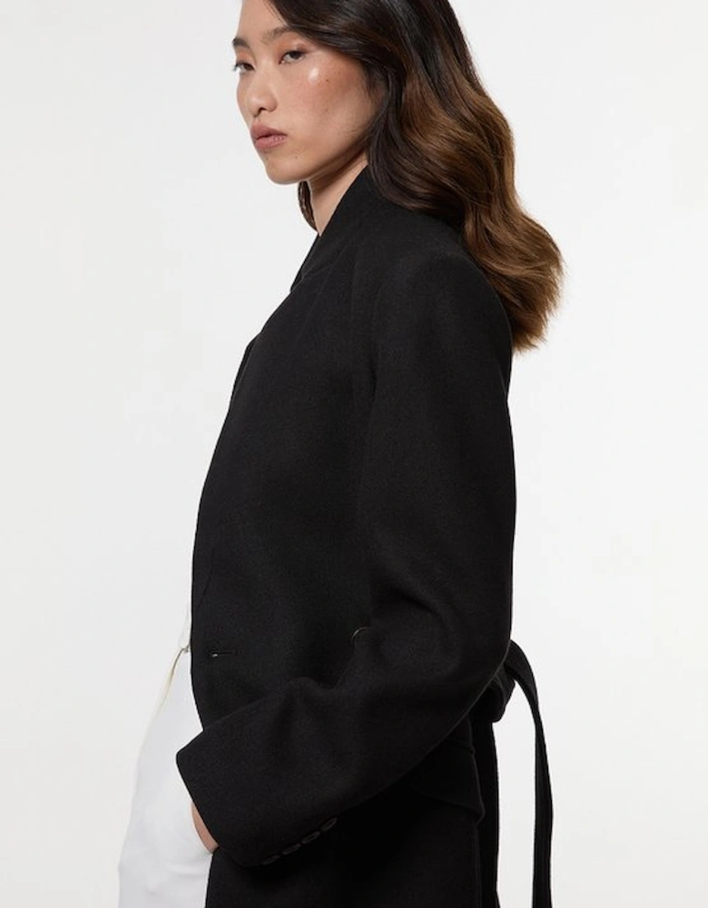 Wool Investment Notch Neck Tailored Midi Coat