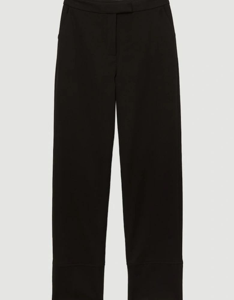 Technical Crepe Tailored Straight Turn Up Hem Trouser