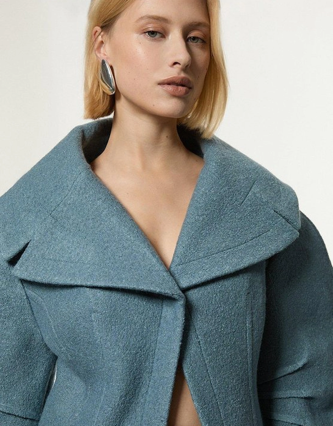 Textured Wool Blend Darted Rounded Sleeve Tailored Blazer, 5 of 4