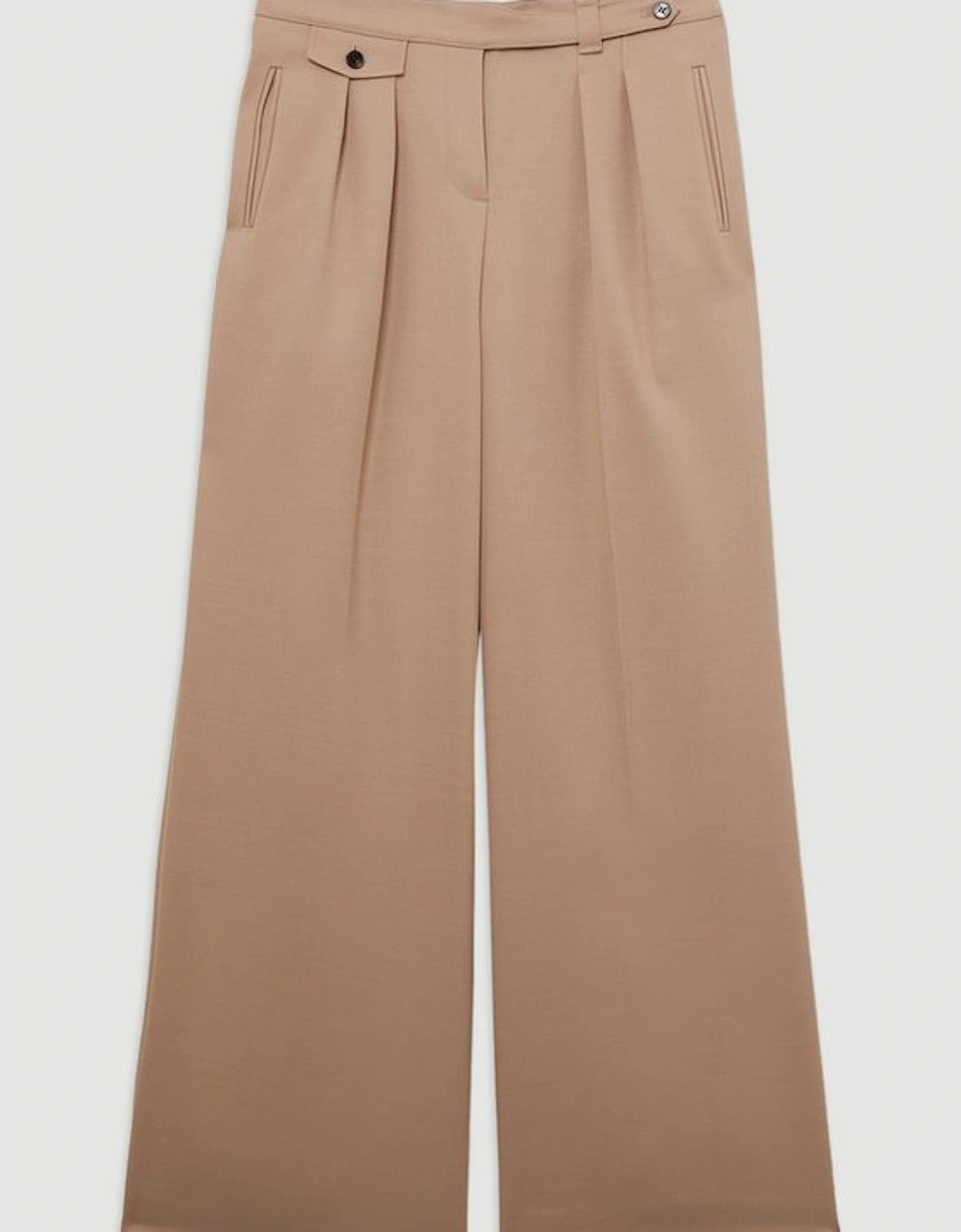 Wool Blend Tailored Wide Leg Trousers