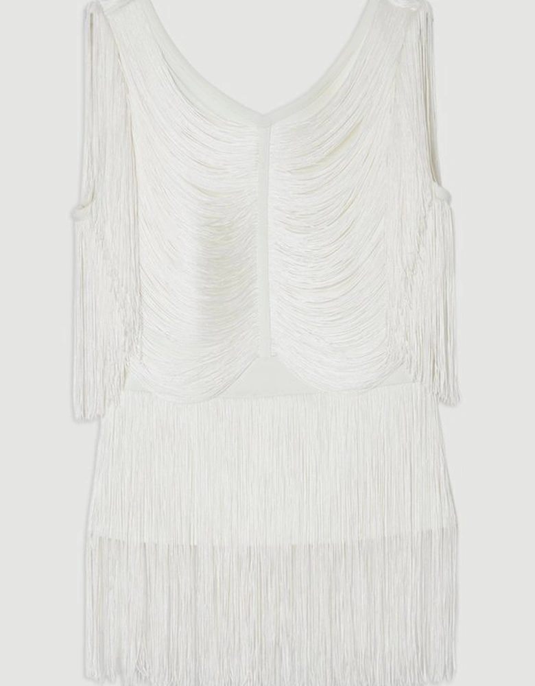 Draped Fringe Knitted Top