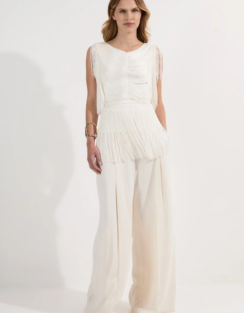 Draped Fringe Knitted Top