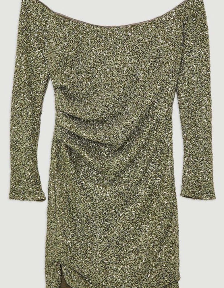 Sequin Bardot Mini Dress