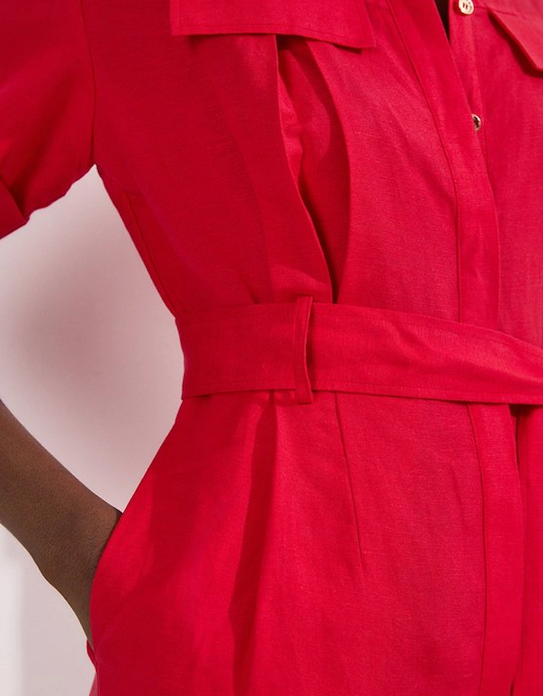 Viscose Linen Woven Belted Playsuit