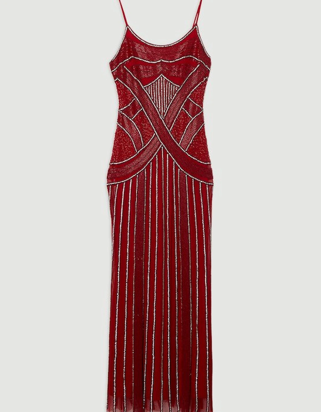 Petite Crystal Beaded Strappy Woven Maxi Dress