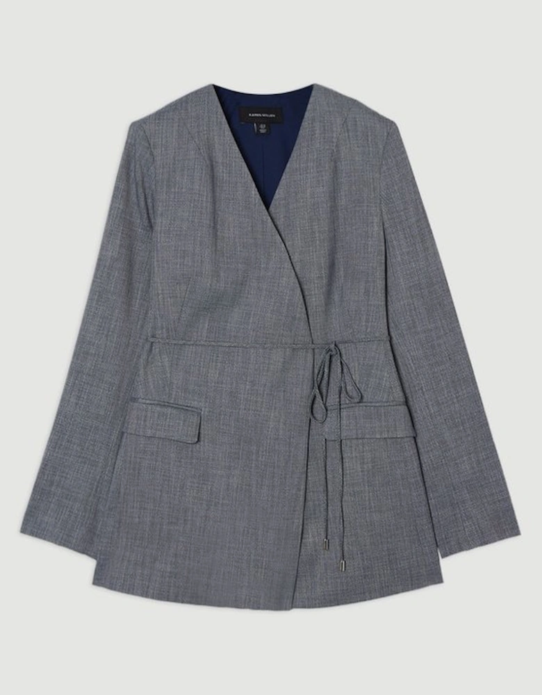 Tailored Marl Tie Waist Blazer