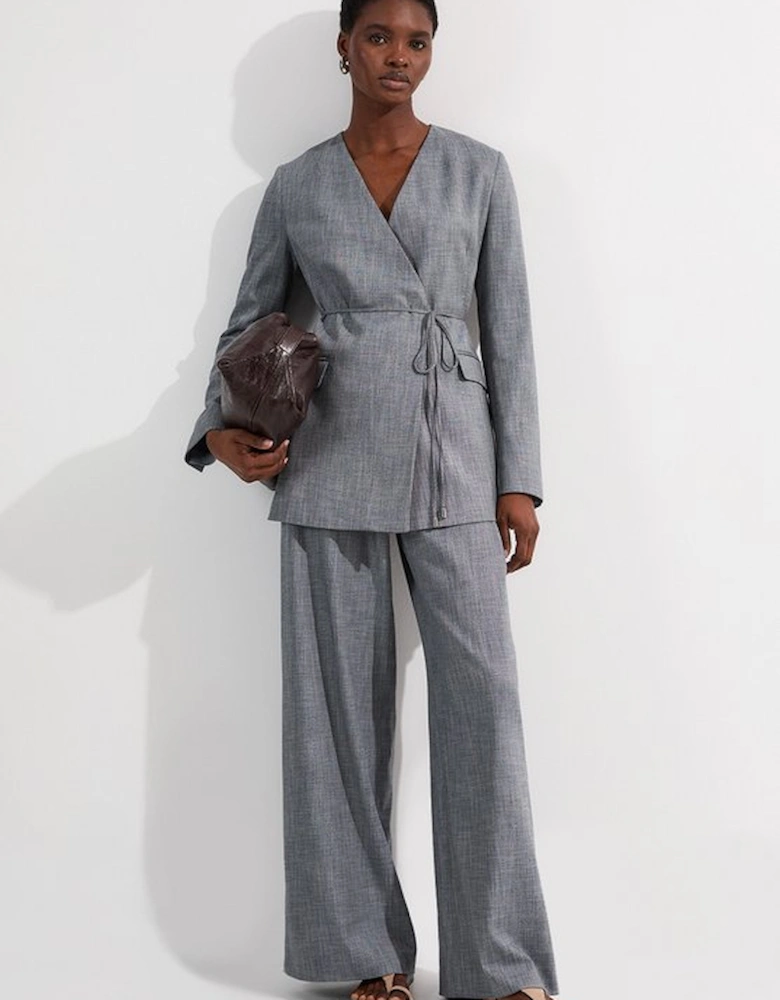 Tailored Marl Tie Waist Blazer