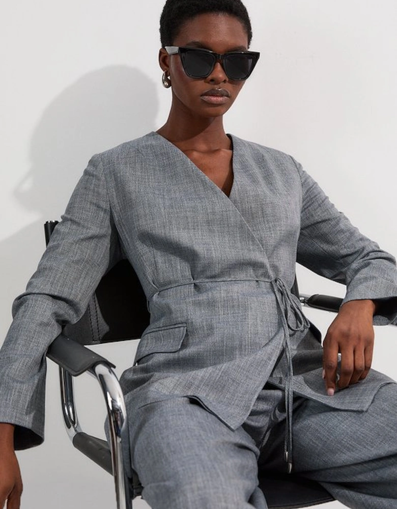 Tailored Marl Tie Waist Blazer