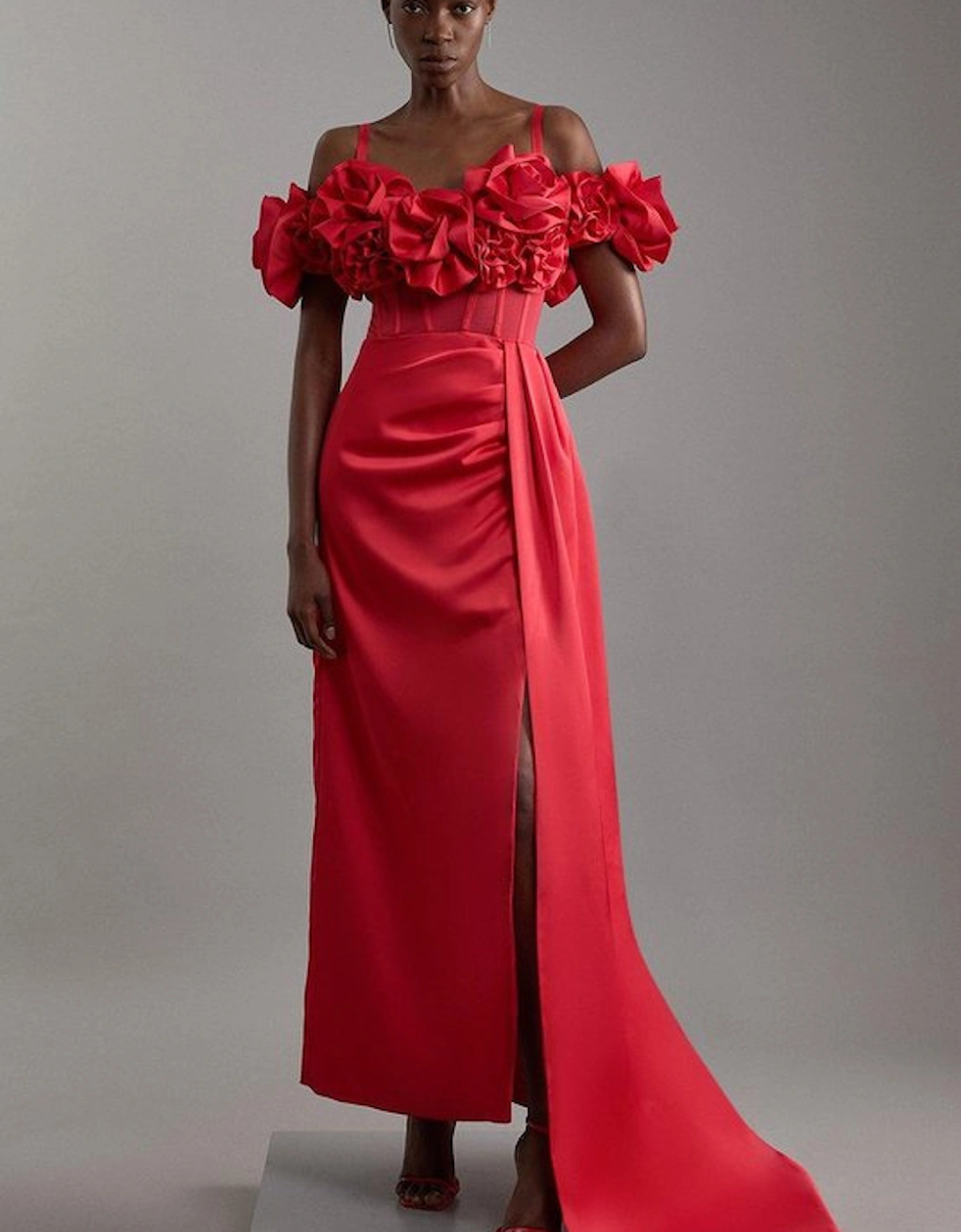 Rosette Corset Lace Up Back Maxi Dress, 5 of 4
