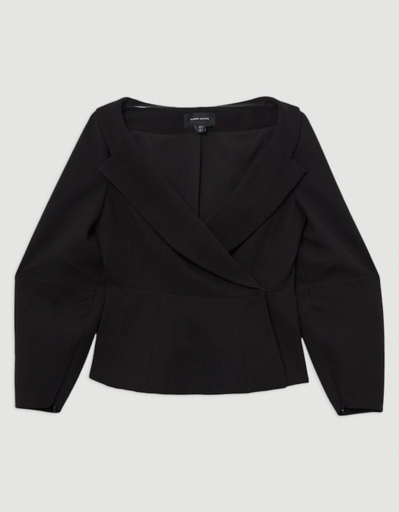 Compact Stretch Tailored Assymetric Peplum Jacket