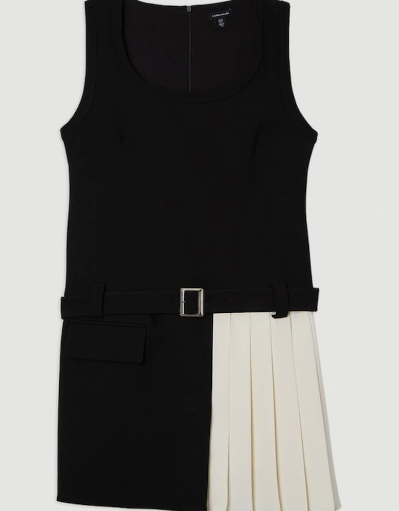 Compact Stretch Pleated Skirt Mini Dress
