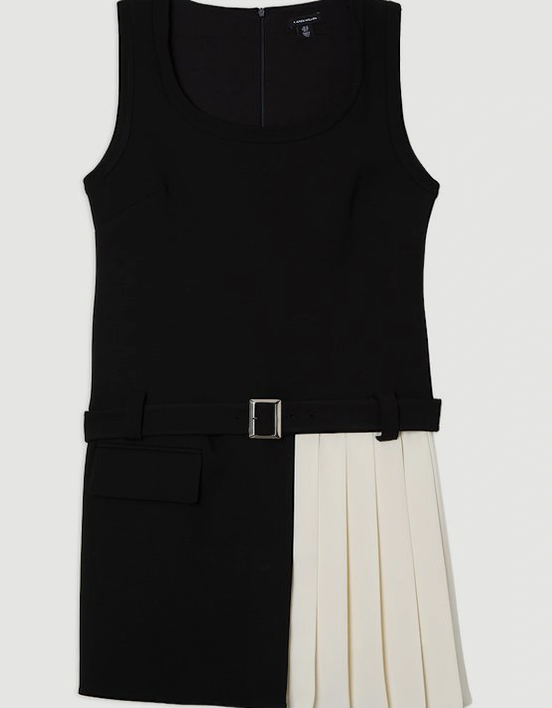 Compact Stretch Pleated Skirt Mini Dress