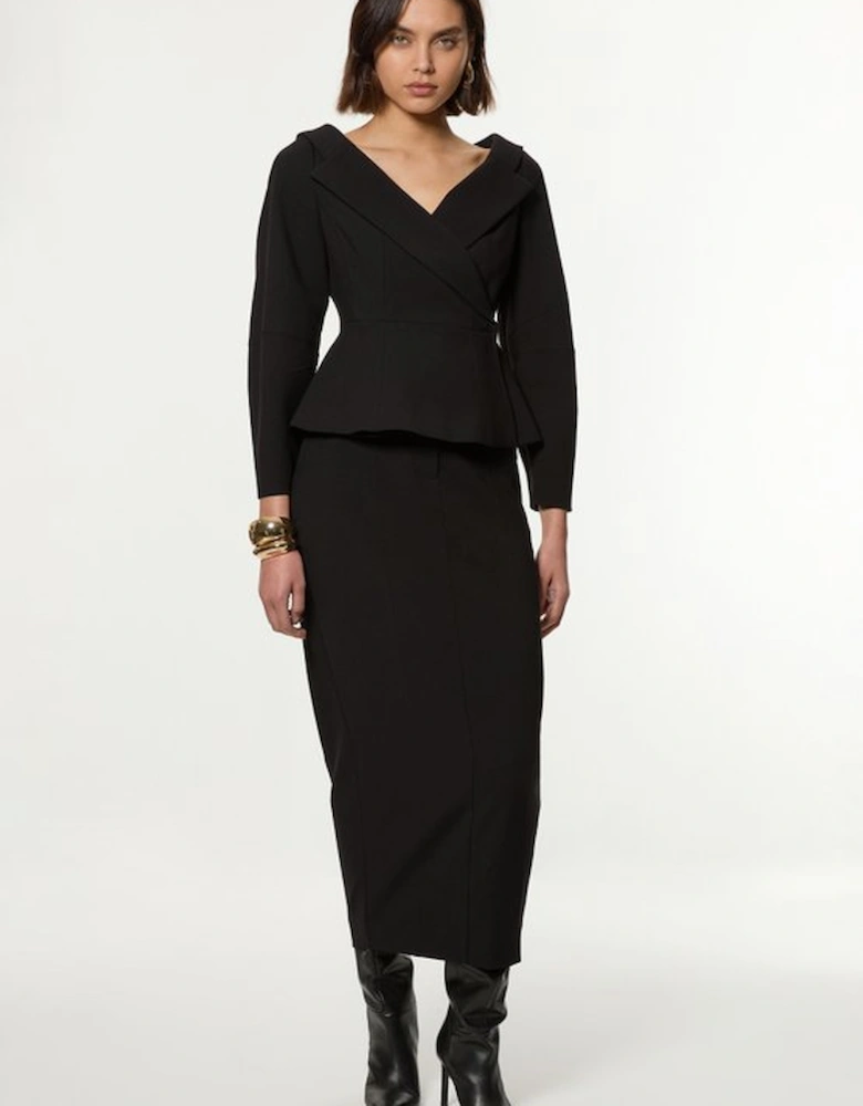 Compact Stretch Tailored Assymetric Peplum Jacket