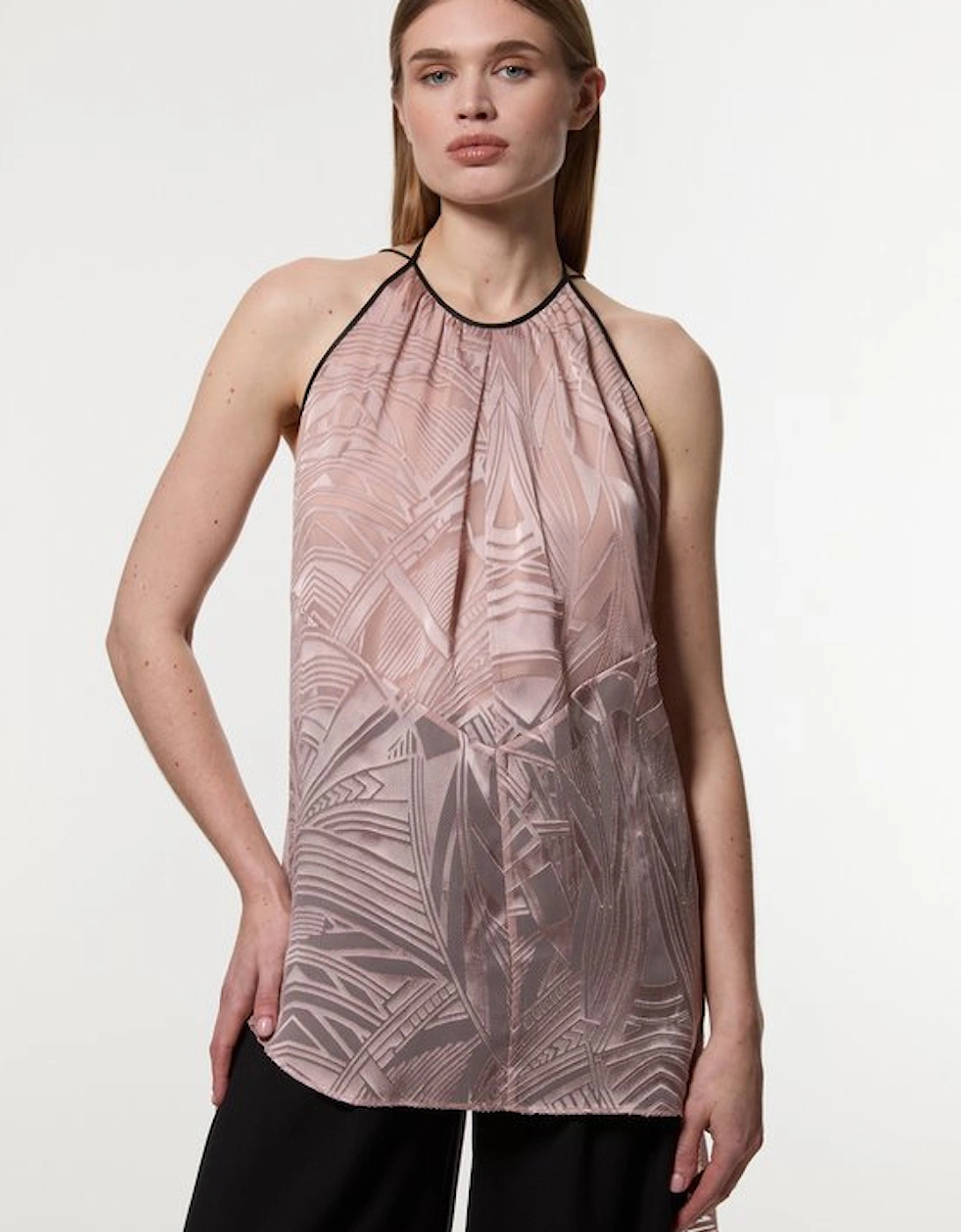 Amelia Graham Petite Burnout Halter Neck Asymmetric Tunic, 5 of 4