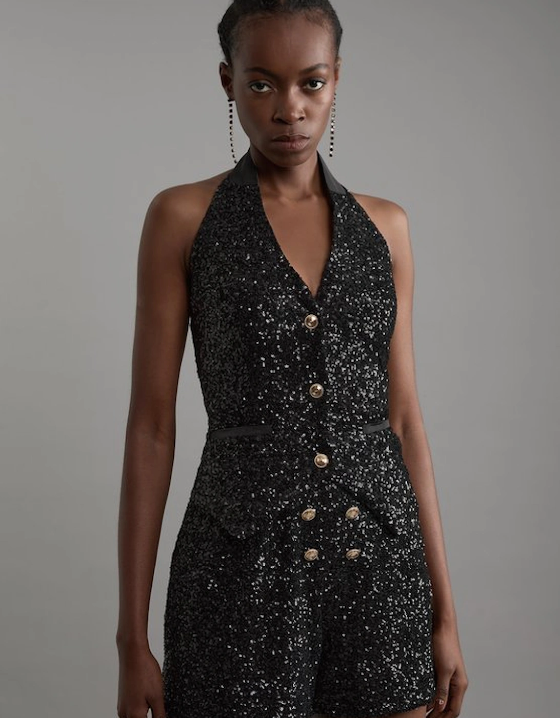 Tall Sequin Halter Neck Waistcoat, 5 of 4