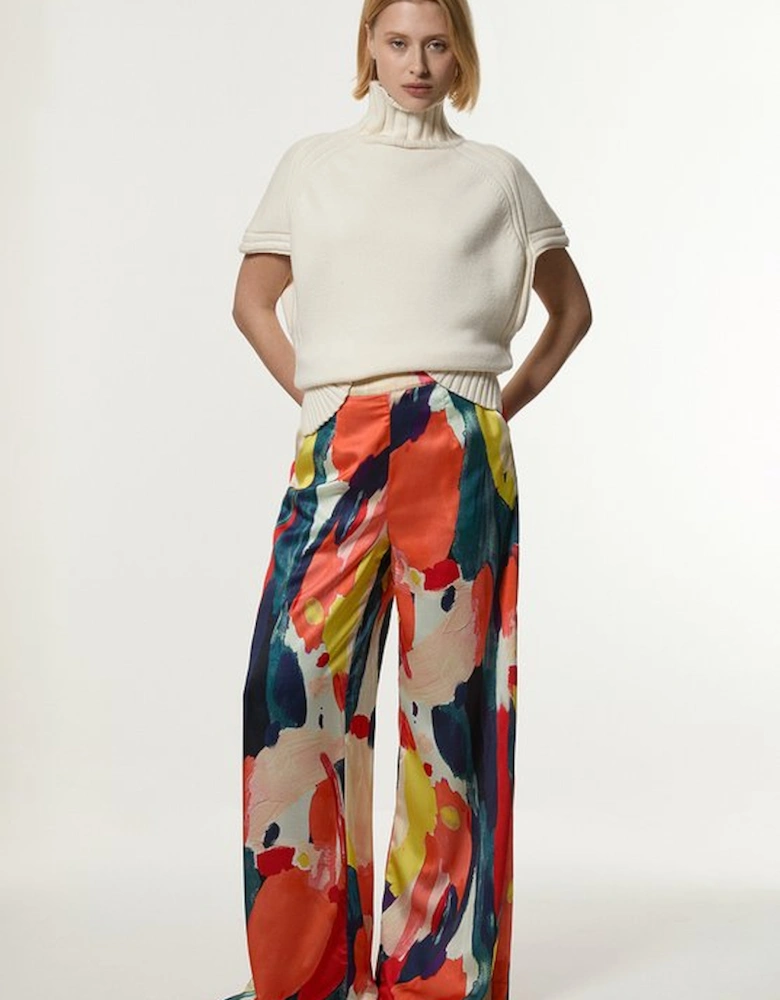 Satin Wide Leg Woven Trouser