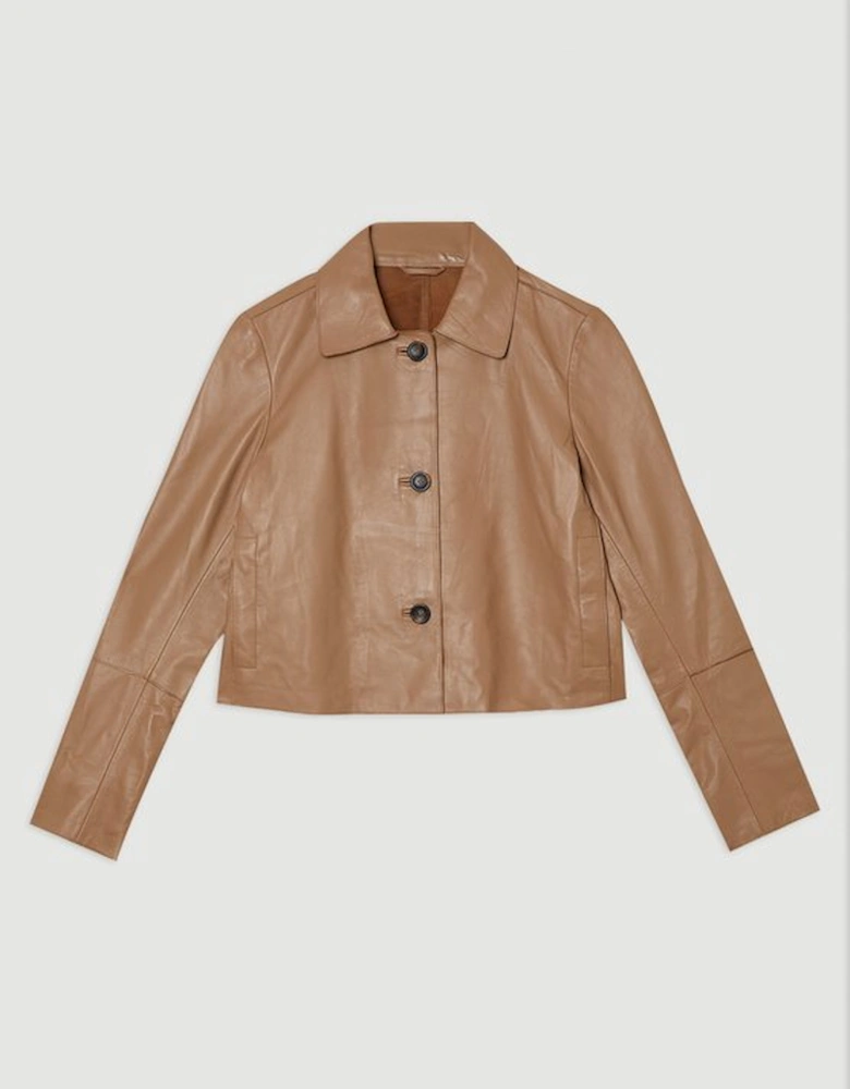 Leather Collared Jacket