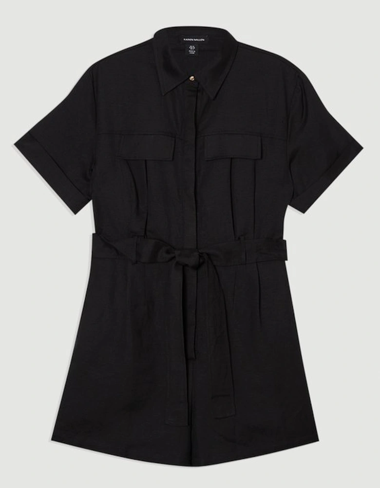 Viscose Linen Woven Belted Playsuit
