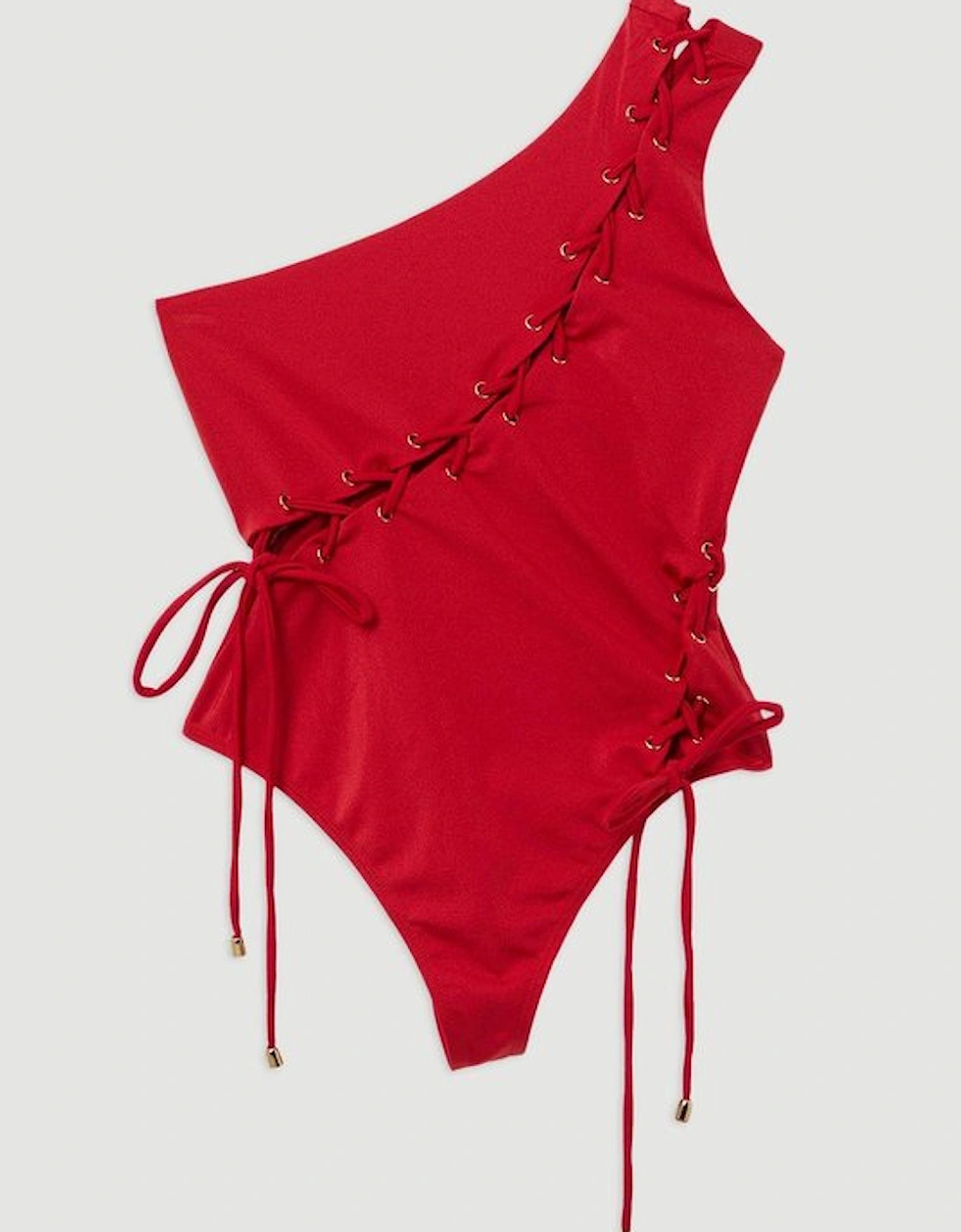 Slinky Tie Detail One Shoulder Swimsuit