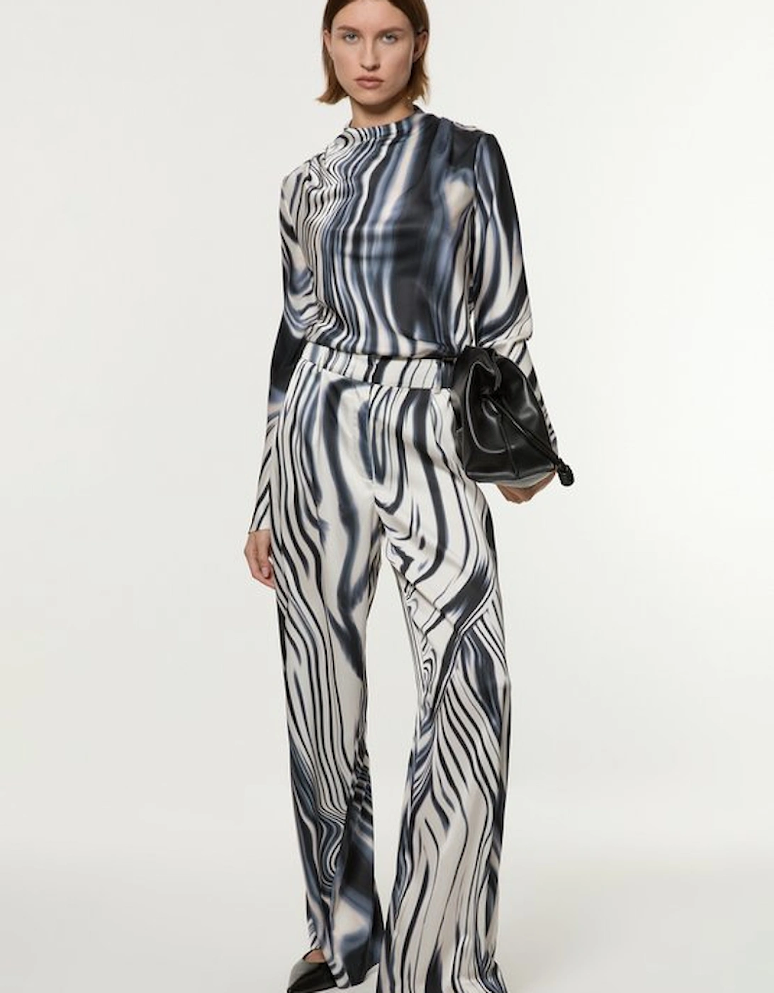 Tall Graduated Stripe Viscose Satin High Waist Trouser, 5 of 4