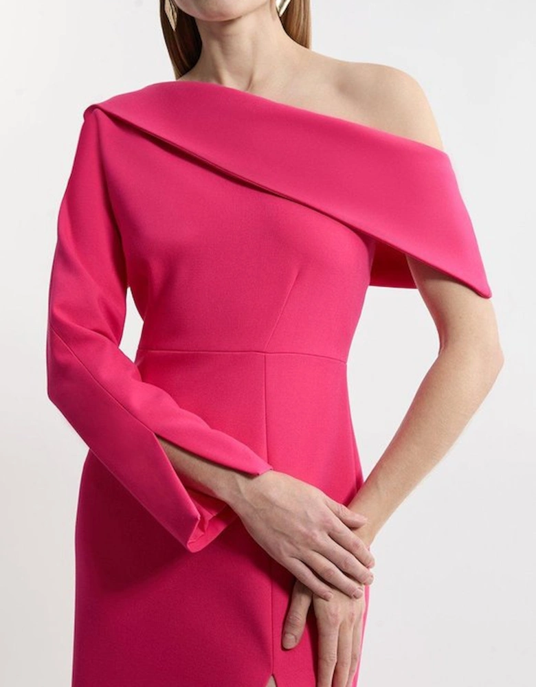 Petite Compact Stretch Open Neck Tailored Midi Dress