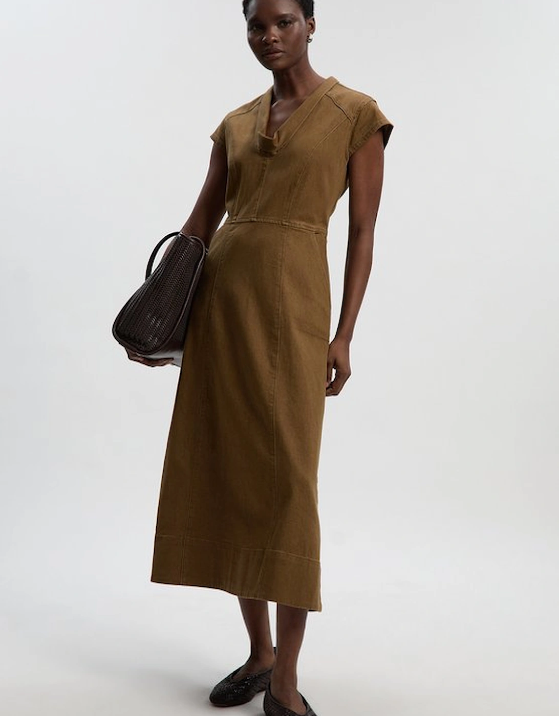 Denim Cowl Neck Midi Dress, 5 of 4