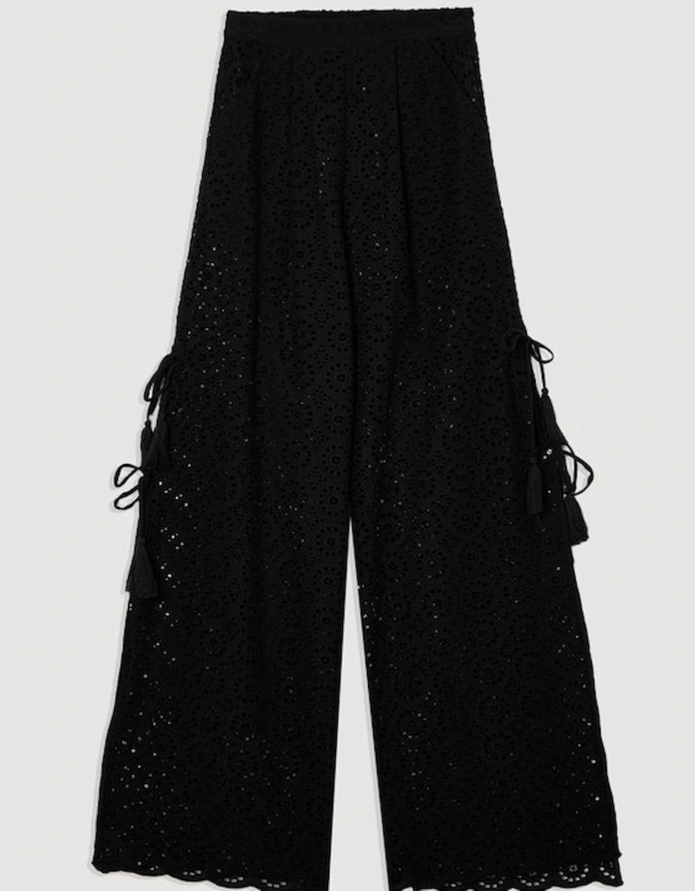 Beach Woven Broderie Split Leg Trouser