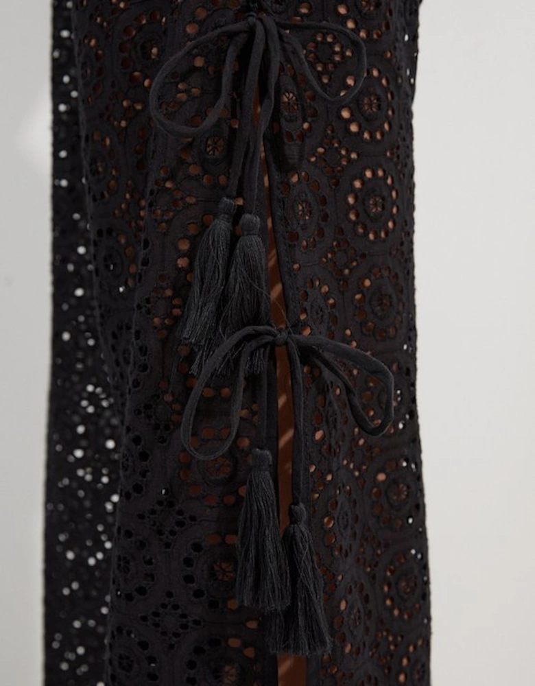 Beach Woven Broderie Split Leg Trouser