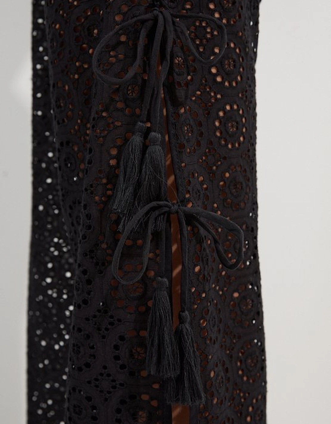 Beach Woven Broderie Split Leg Trouser