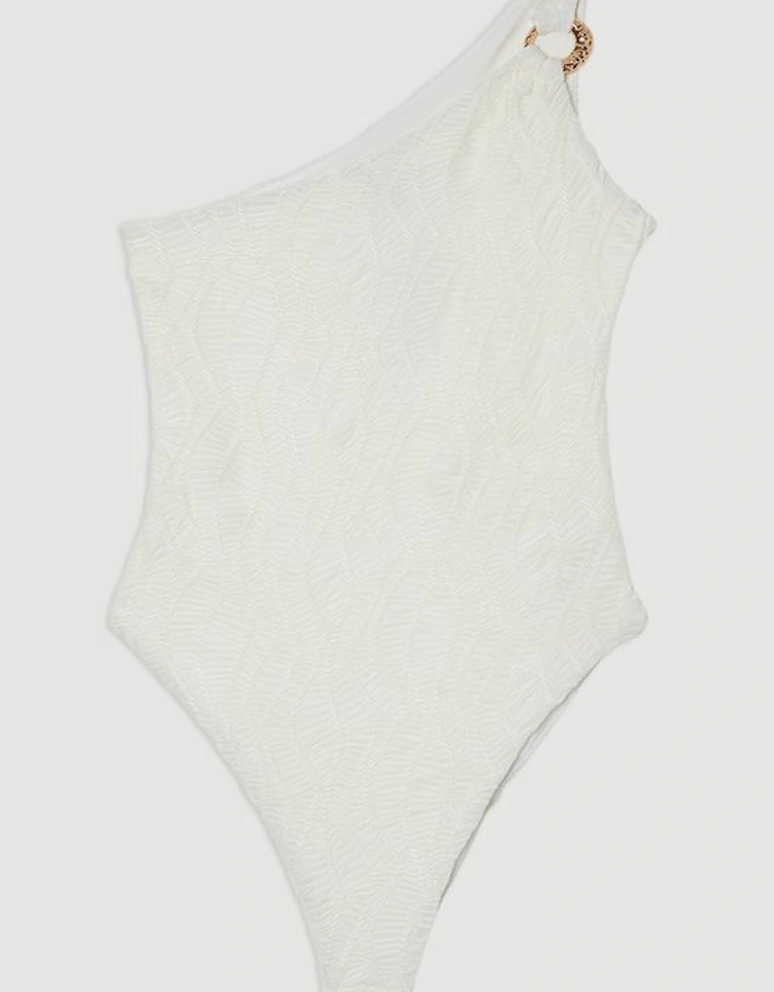 Textured One Shoulder Cut Out Swimsuit