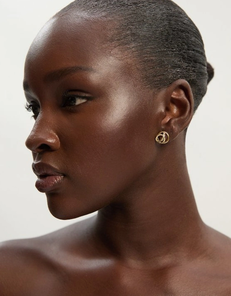 Crystal Ribbon Stud Earrings