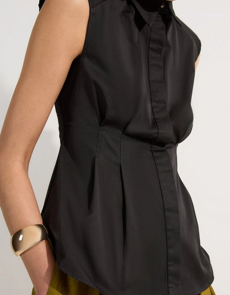Cotton Sleeveless Tailored Shirt