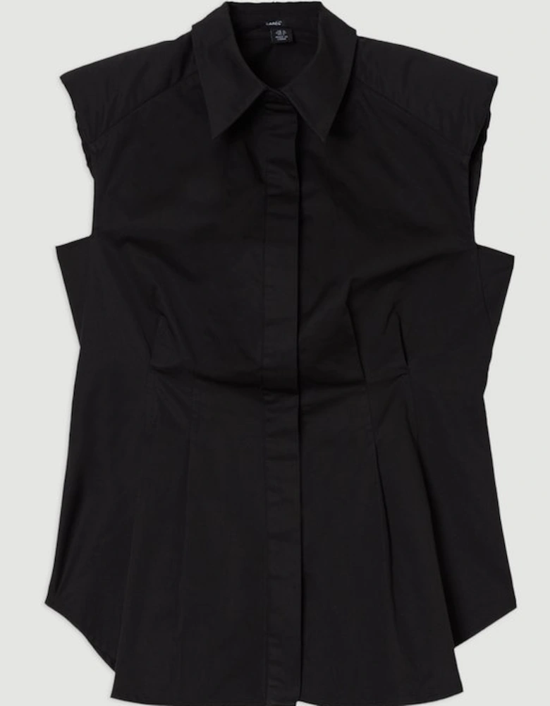 Cotton Sleeveless Tailored Shirt
