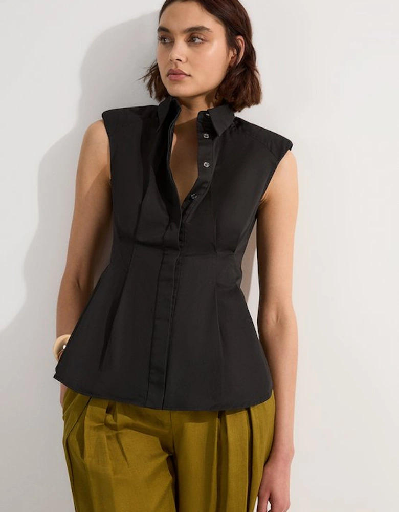 Cotton Sleeveless Tailored Shirt
