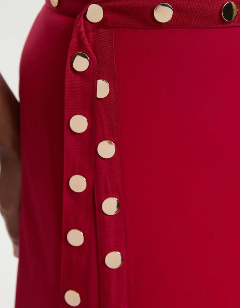 Plus Size Drapey Crepe Hanky Hem Eyelet Detail Maxi Skirt