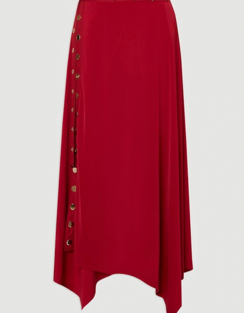 Plus Size Drapey Crepe Hanky Hem Eyelet Detail Maxi Skirt