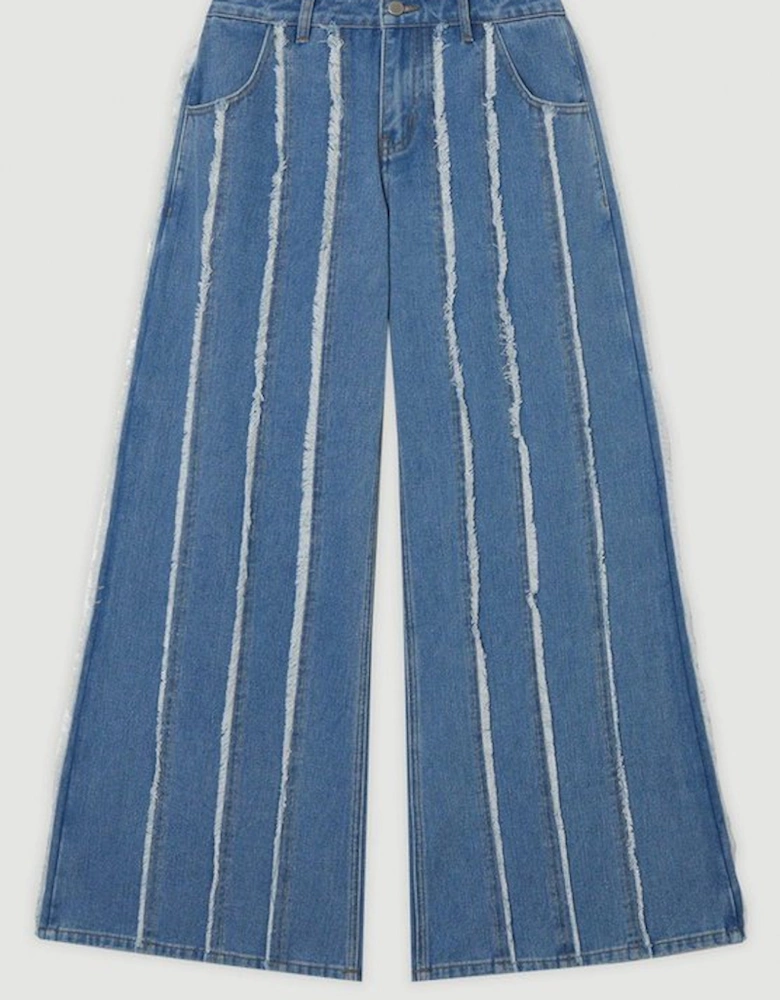 Denim Tassel Detail Wide Leg Jeans