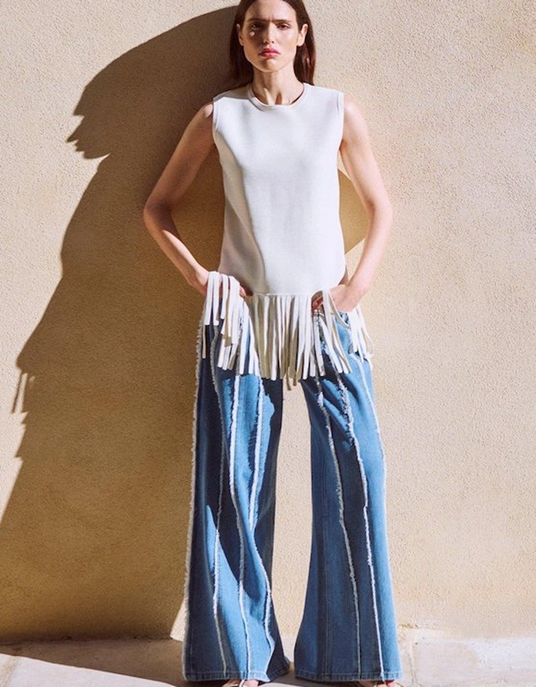 Denim Tassel Detail Wide Leg Jeans, 5 of 4