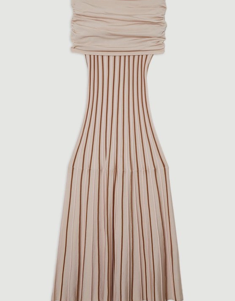 Striped Bardot Knitted Maxi Dress