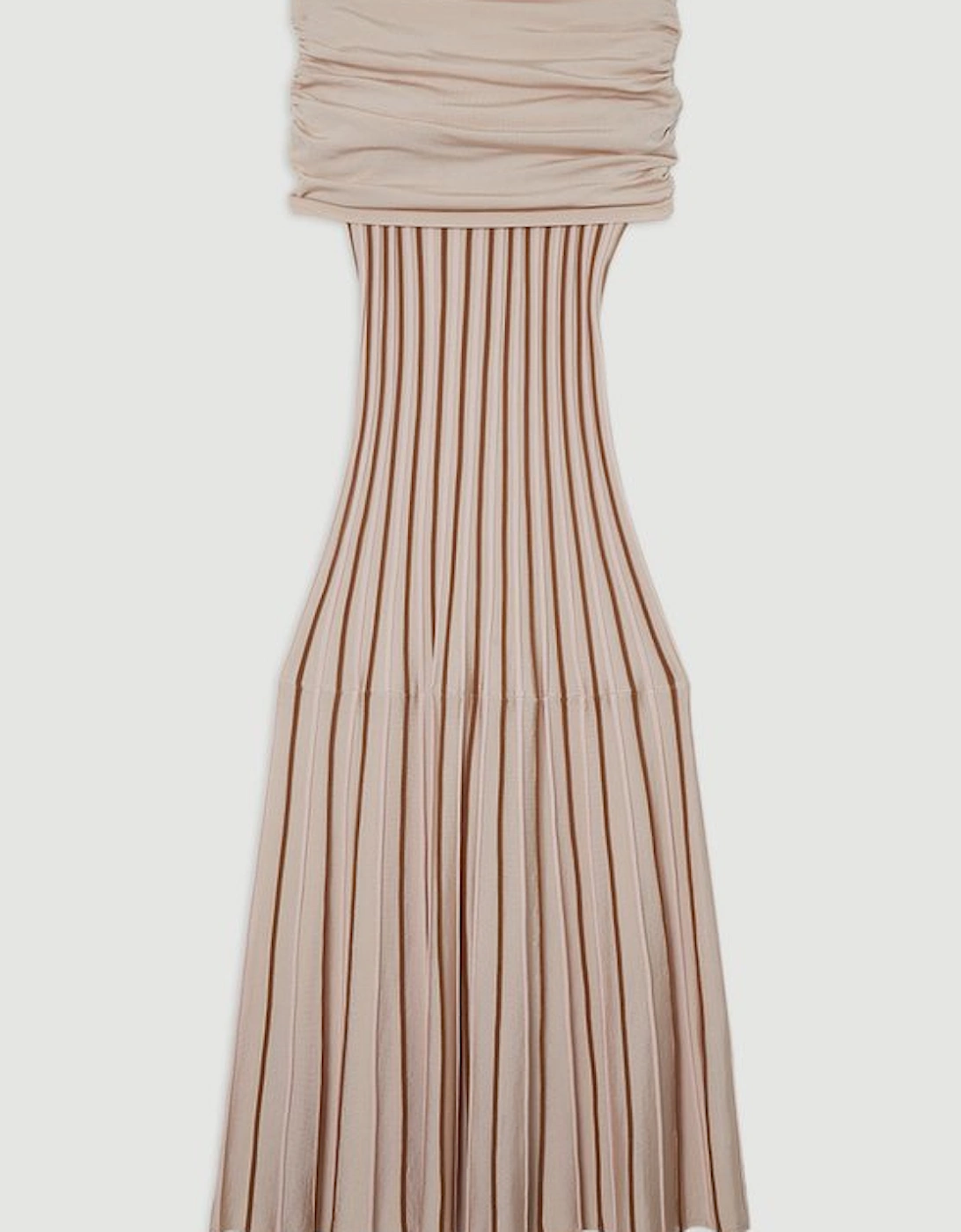 Striped Bardot Knitted Maxi Dress