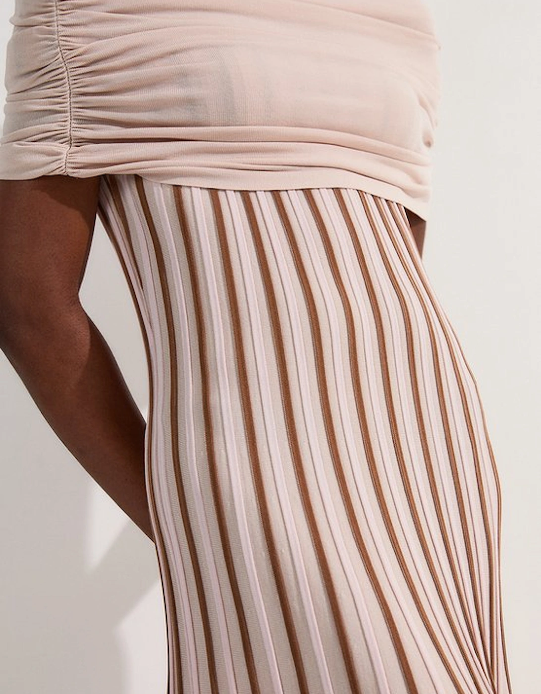 Striped Bardot Knitted Maxi Dress