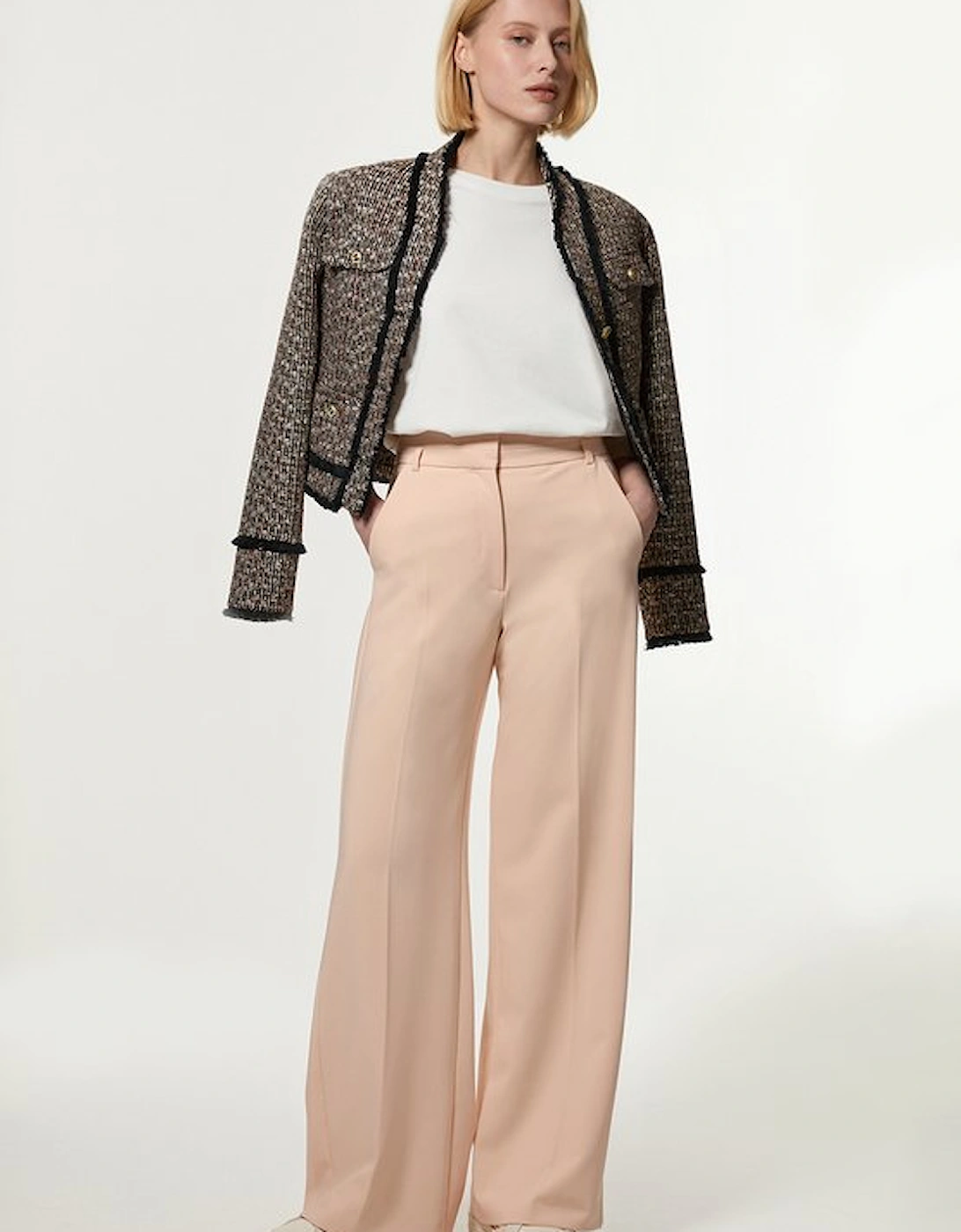 Polished Viscose Tailored Slim Fit Kickflare Trouser, 5 of 4